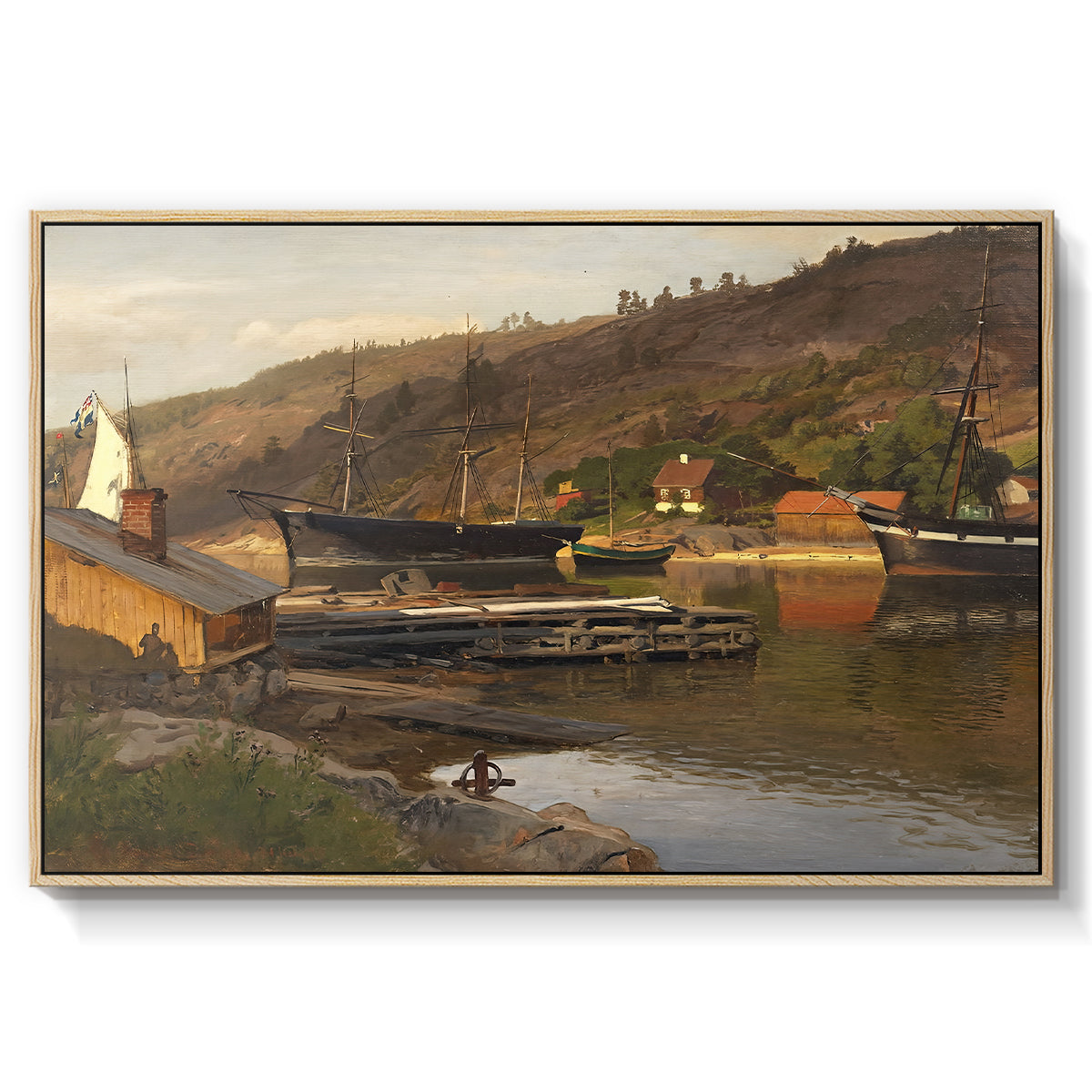 Landingsbrygge Husvik, Drøbak, 1875 - Floater Framed Canvas Print