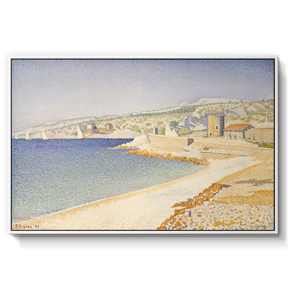 The Jetty at Cassis, Opus 198, 1889 - Floater Framed Canvas Print