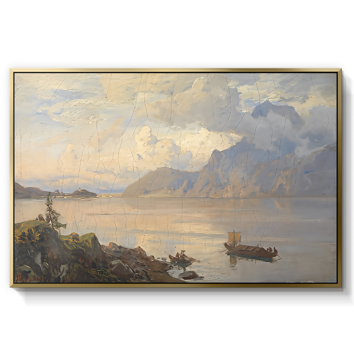 Traunsee, 1871 - Floater Framed Canvas Print