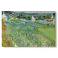 Canvas art print portraying a cultivated vineyard rows stretching across landscape with distant horizon, set against a white background