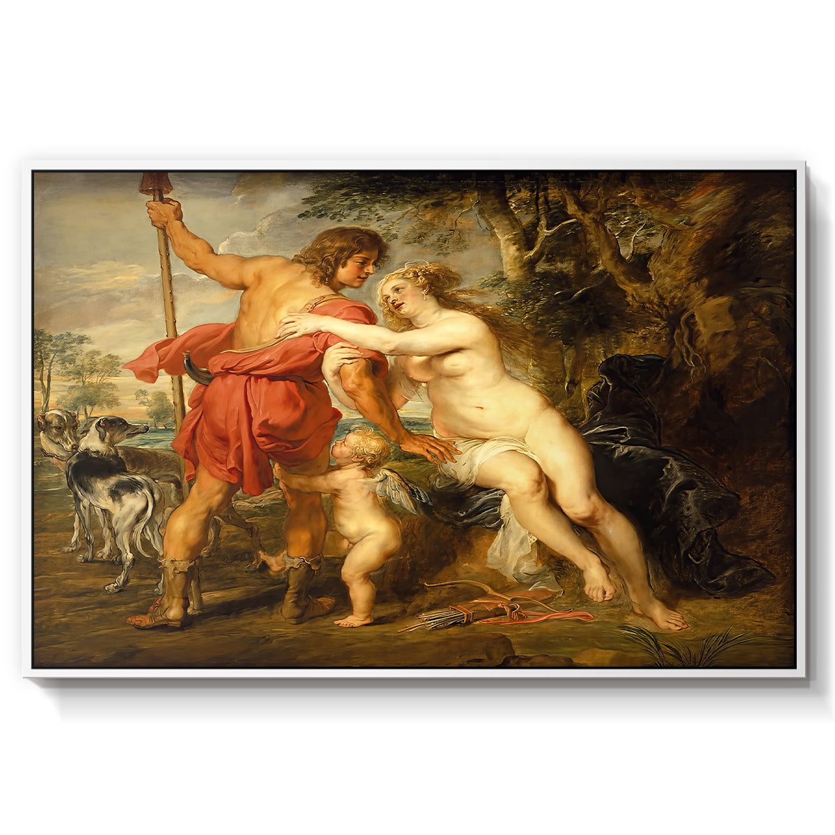 Venus and Adonis, c. 1635 - Floater Framed Canvas Print