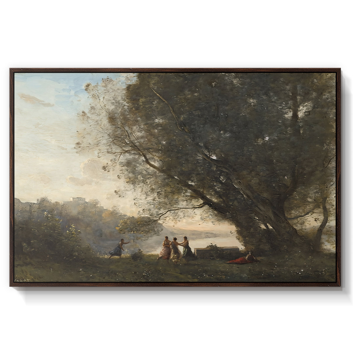 Dance Under the Trees at the Edge of the Lake, c. 1865-1870 - Floater Framed Canvas Print