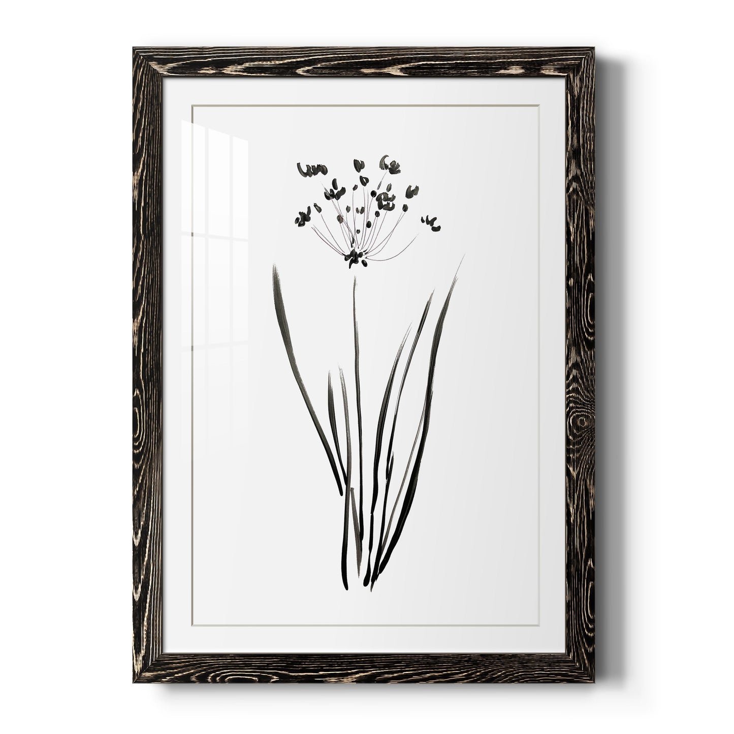 Inky Botanical II - Premium Framed Print - Distressed Barnwood Frame - Ready to Hang