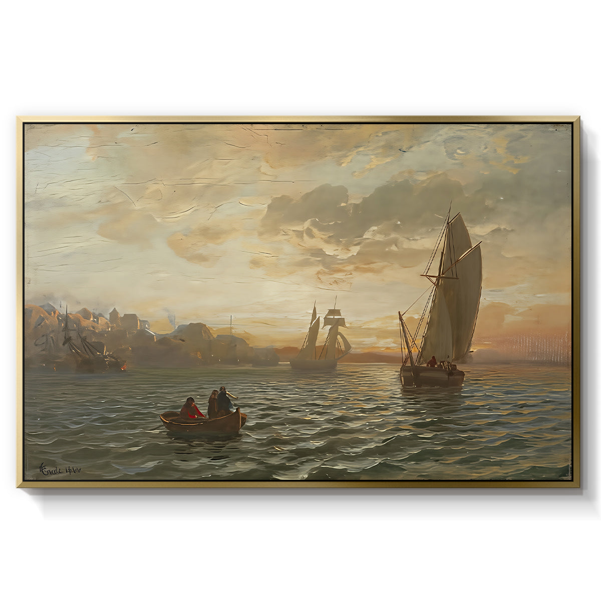 View from the Oslofjord, 1866 - Floater Framed Canvas Print