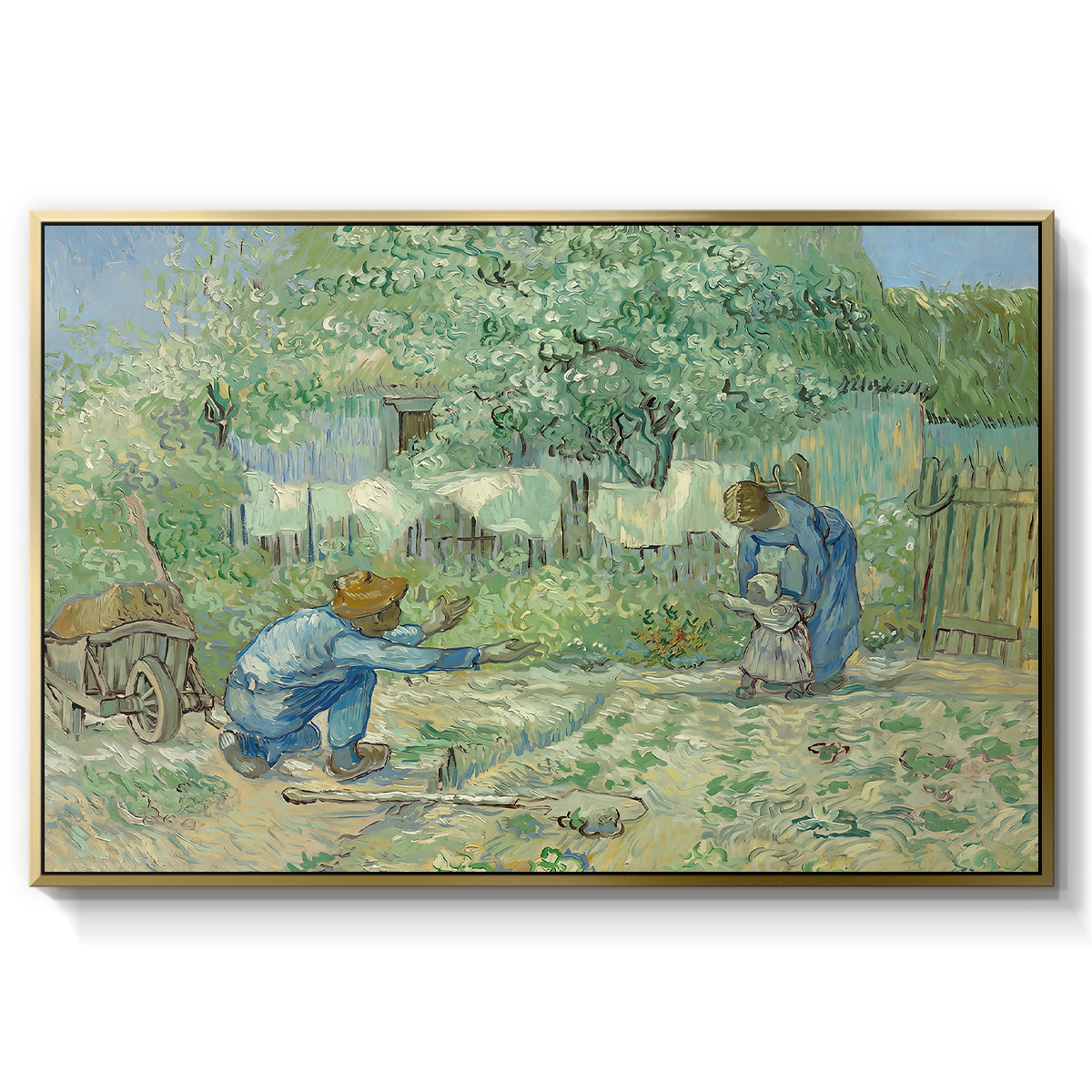 First Steps after Millet, 1890 - Floater Framed Canvas Print