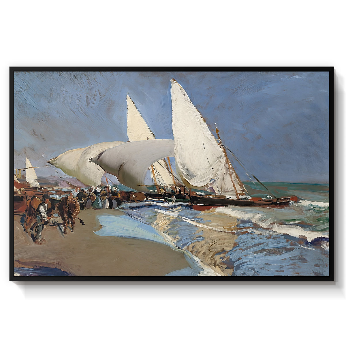 The Beach at Valencia, 1908 - Floater Framed Canvas Print