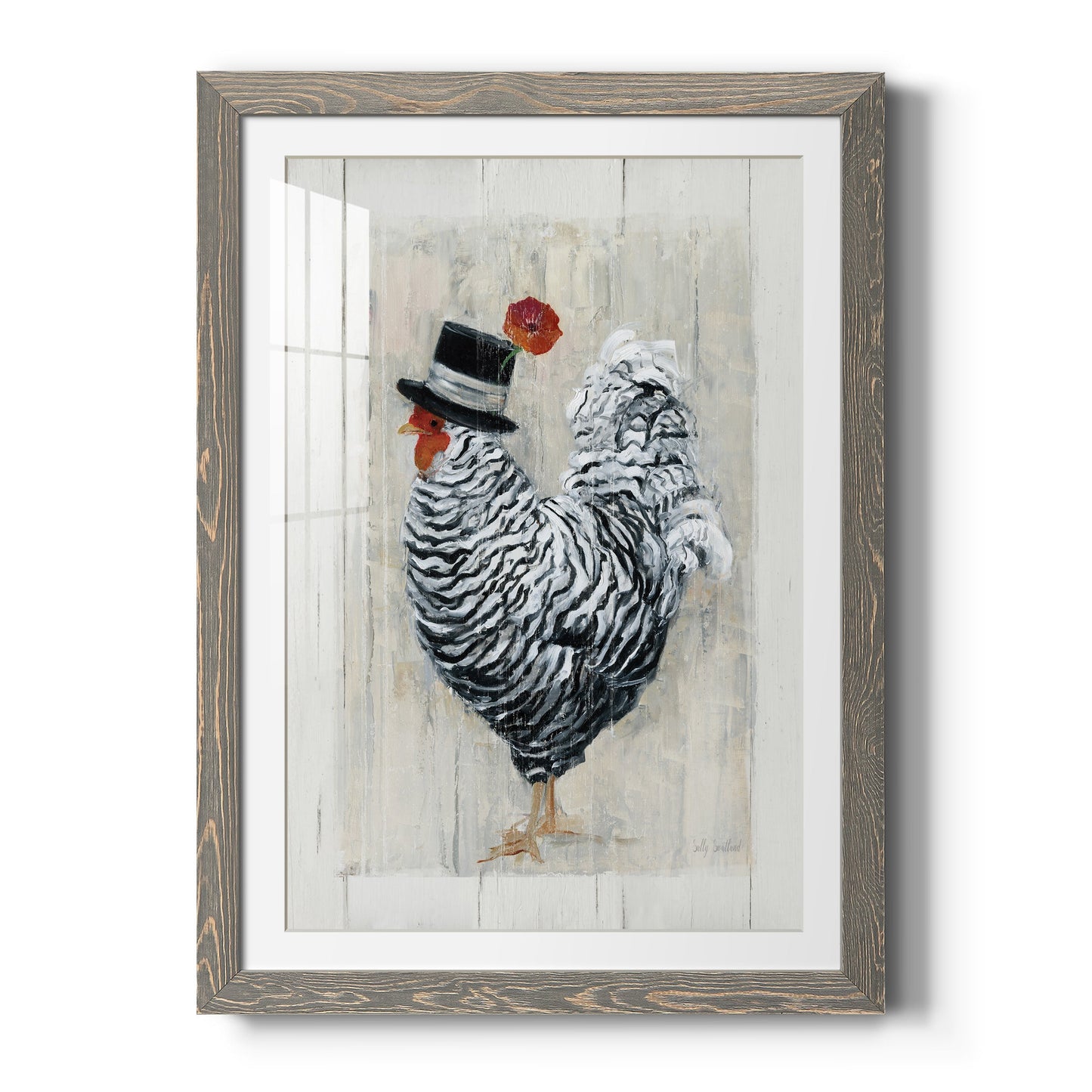 Sunday Best Rooster - Barnwood Framed Art Print