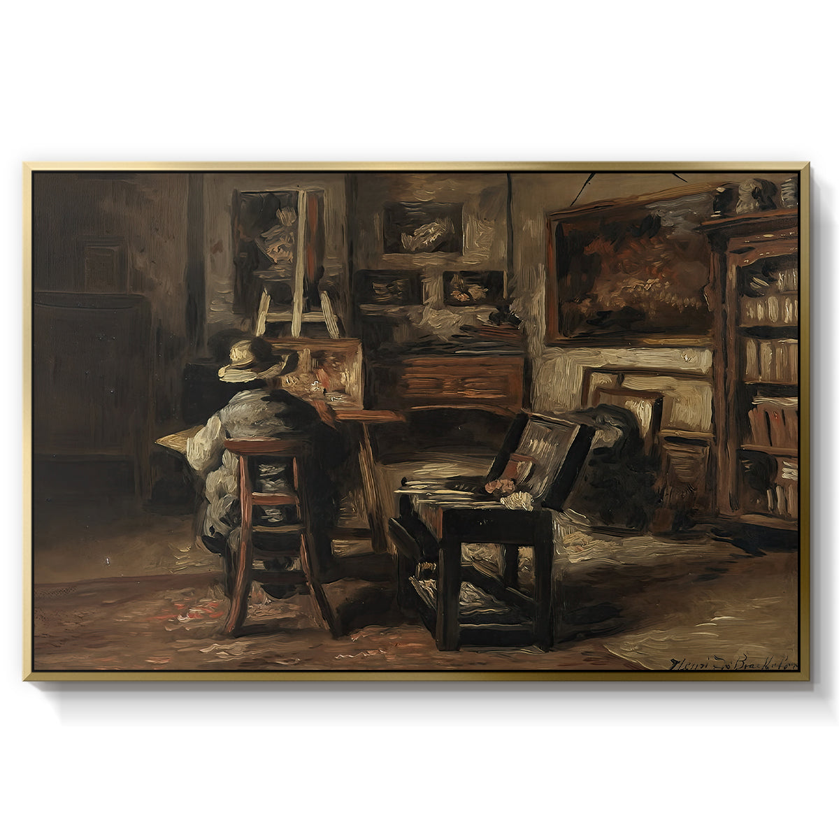 The Studio of Ferdinand De Braekeleer I, Father of the Painter, c. 1873-1885 - Floater Framed Canvas Print