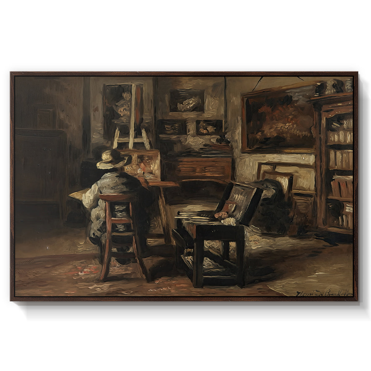 The Studio of Ferdinand De Braekeleer I, Father of the Painter, c. 1873-1885 - Floater Framed Canvas Print