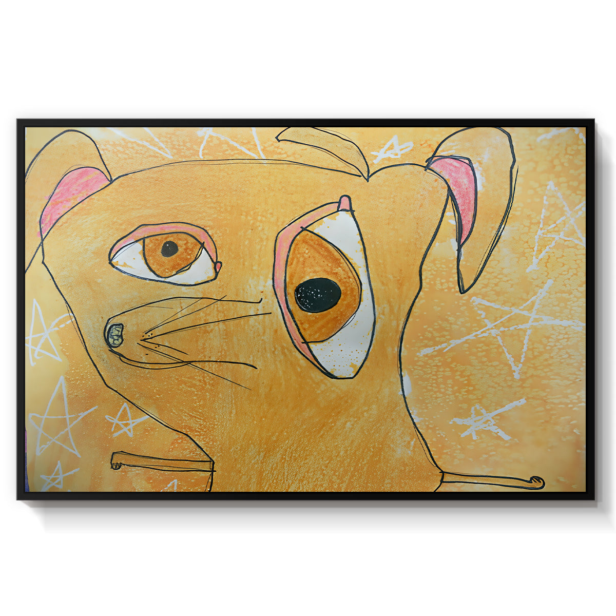Cubist Dog with Stars (Student Art) - Floater Framed Canvas Print