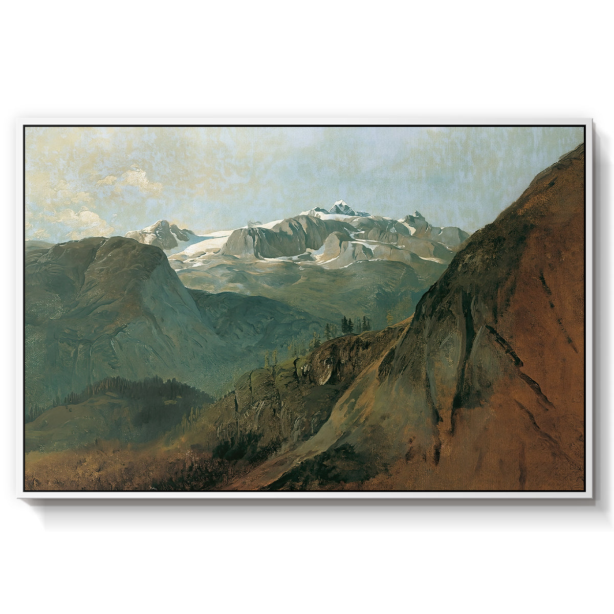The Dachstein from the Plassen near Hallstatt, 1827 - Floater Framed Canvas Print