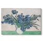 Canvas art print portraying a cluster of irises blooming with flowing brushstrokes and vivid color, set against a white background