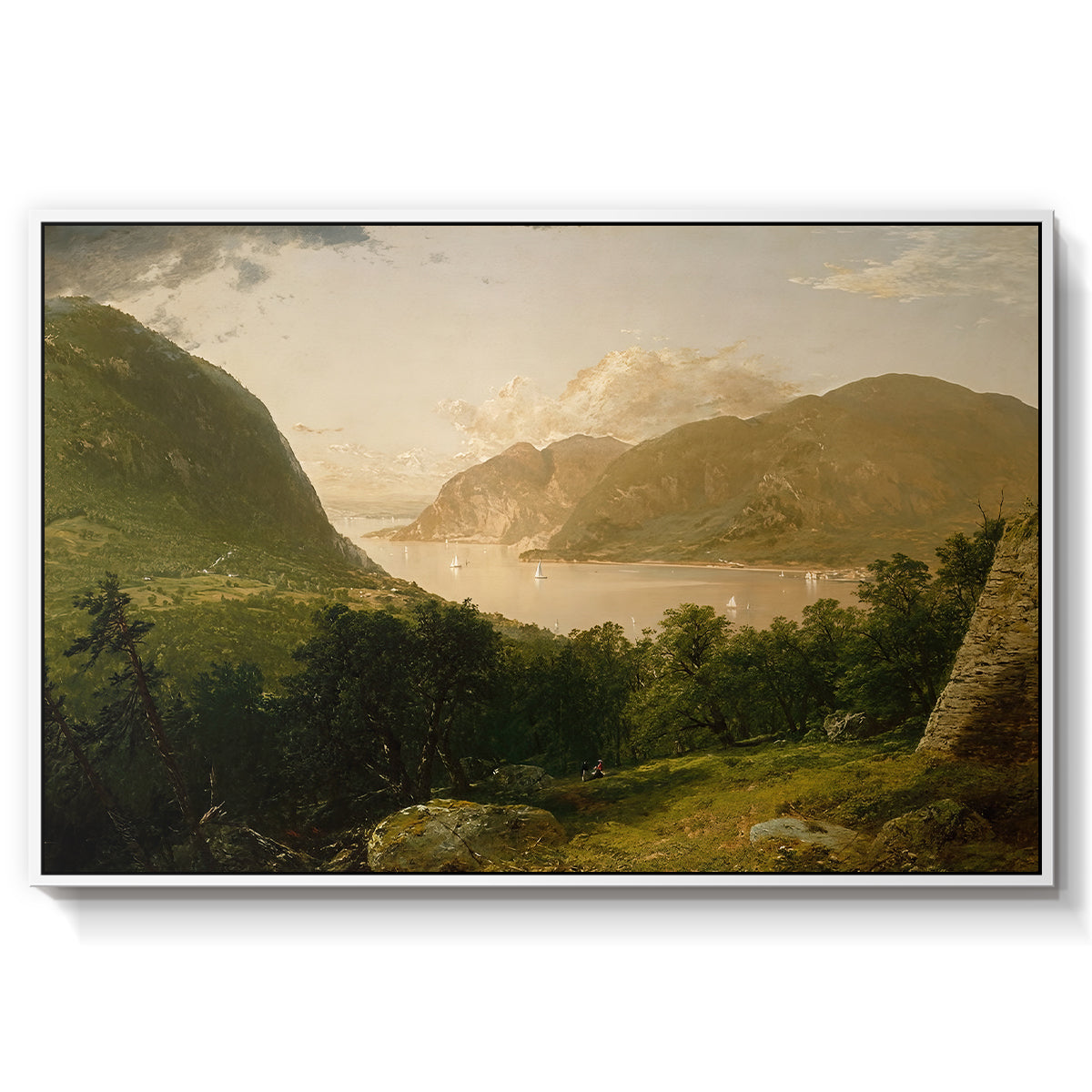 Hudson River Scene, 1857 - Floater Framed Canvas Print