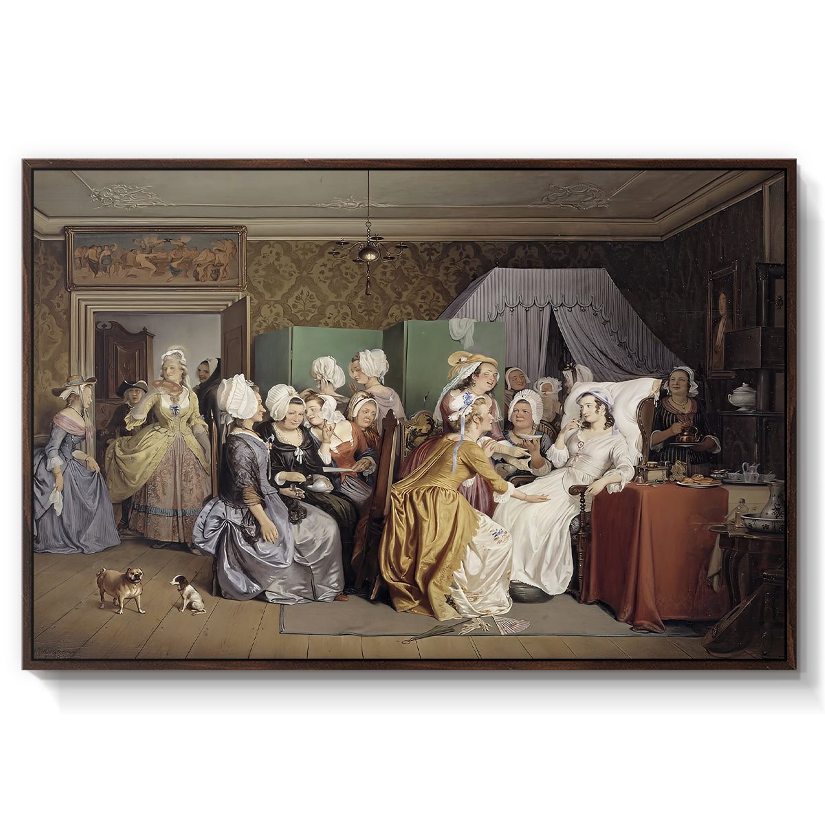 The Maternity Room (Scene from "Barselstuen"), 1845 - Floater Framed Canvas Print