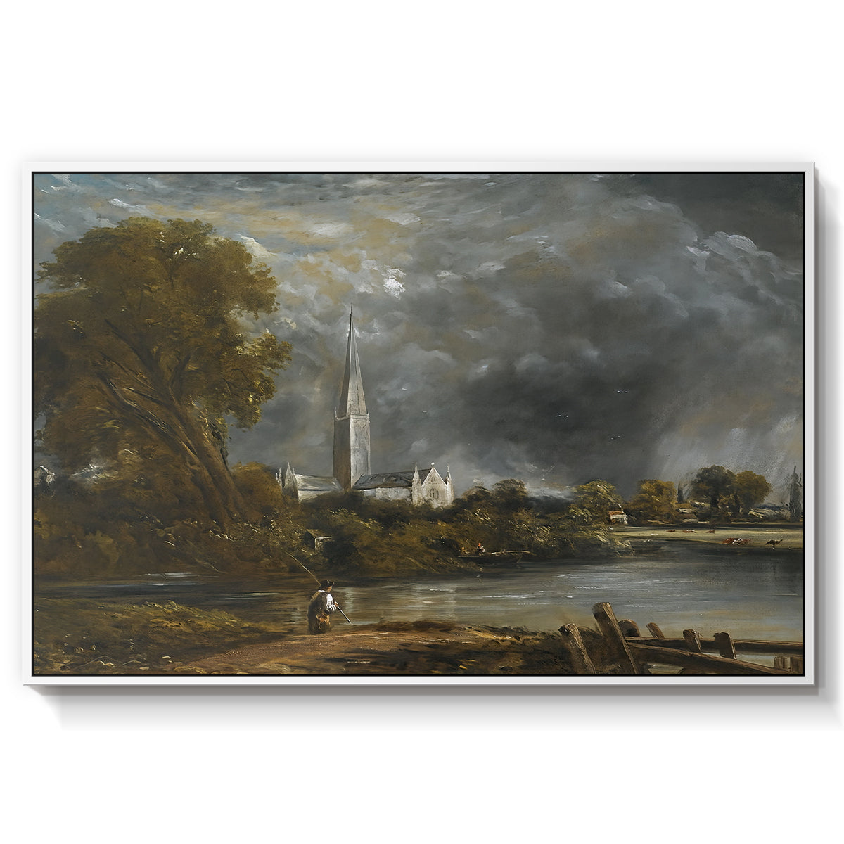 Salisbury Cathedral from the Meadows, c. 1831 - Floater Framed Canvas Print
