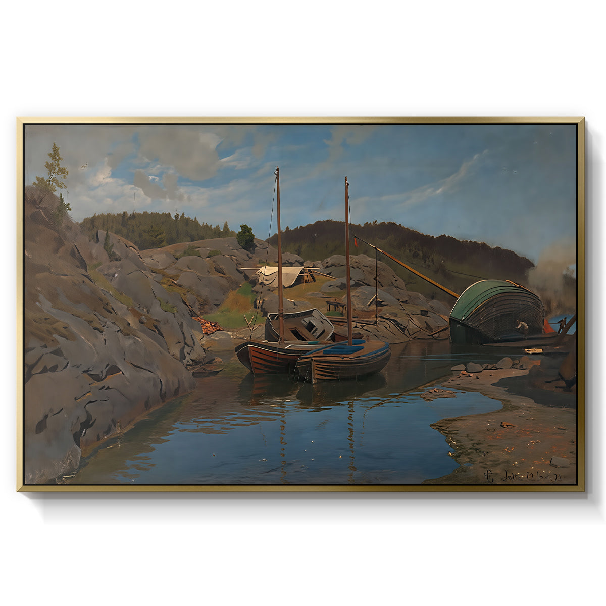 Pilotboats, 1875 - Floater Framed Canvas Print