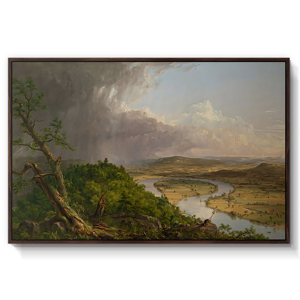View from Mount Holyoke, Northampton, Massachusetts, after a Thunderstorm (Oxbow), 1836 - Floater Framed Canvas Print