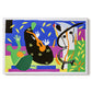 Canvas art print portraying an abstract composition with musician-like figure and shapes, set against a white background