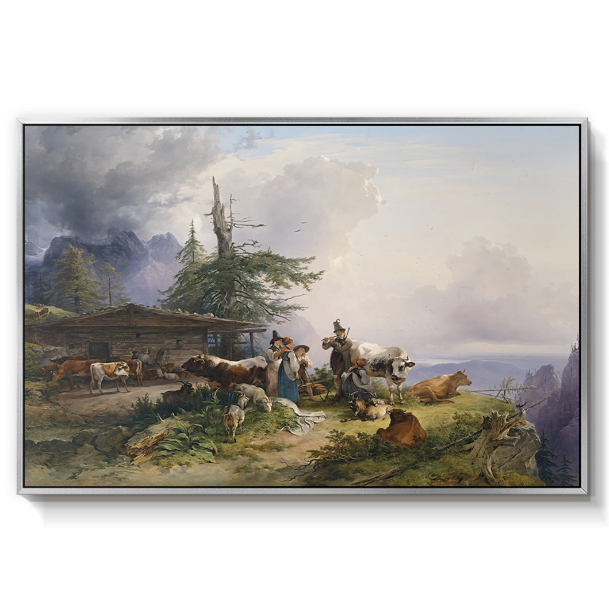 An Alpine Farm on the Untersberg, 1835 - Floater Framed Canvas Print