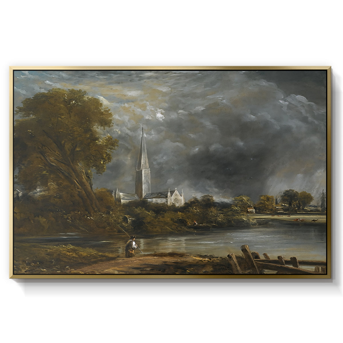 Salisbury Cathedral from the Meadows, c. 1831 - Floater Framed Canvas Print