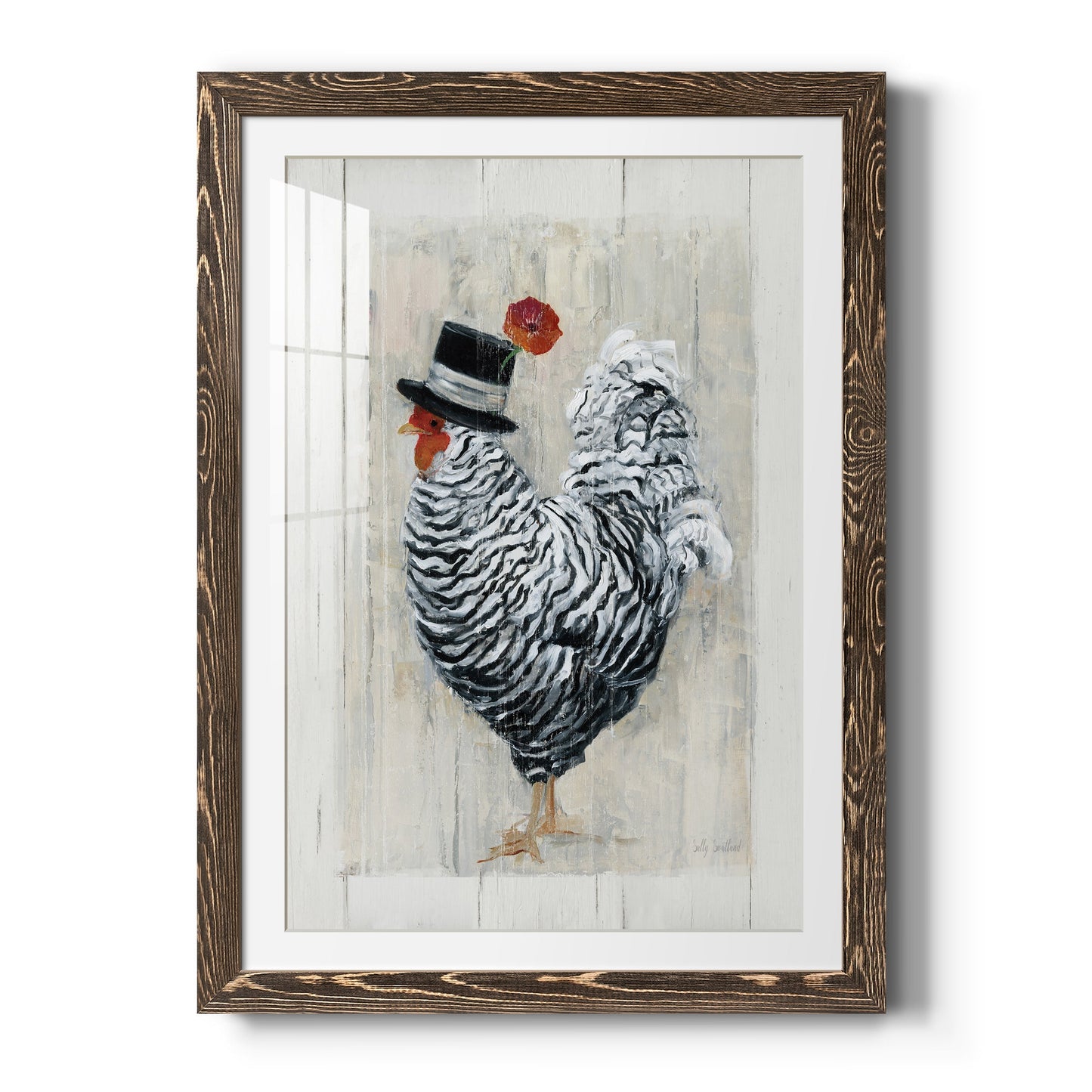 Sunday Best Rooster - Barnwood Framed Art Print