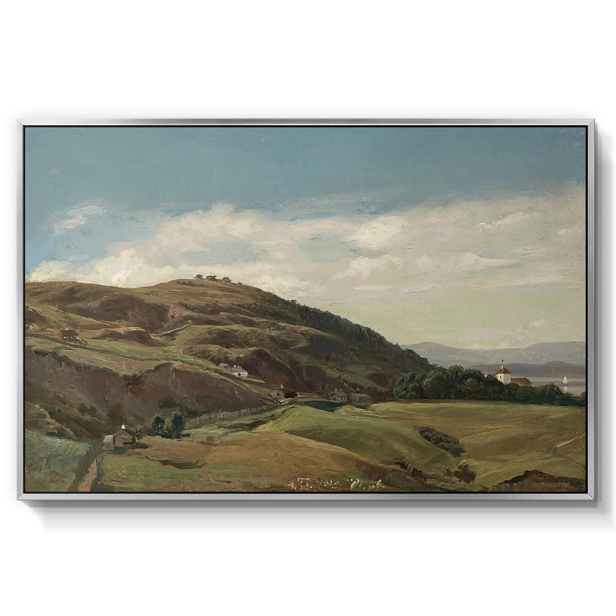 Ekeberg and Oslo Church, 1852 - Floater Framed Canvas Print