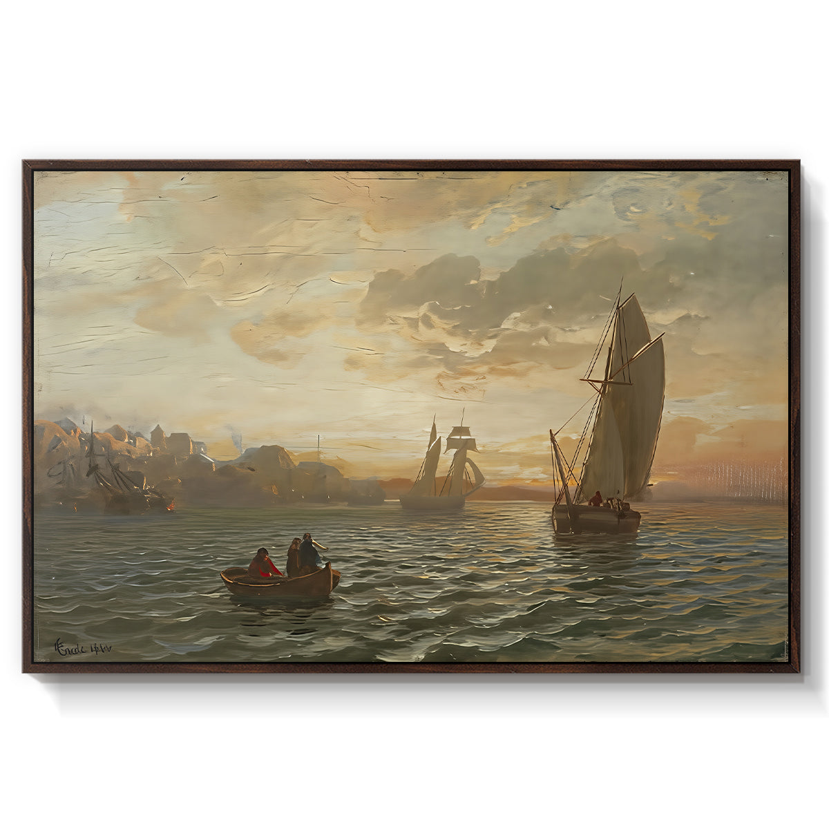 View from the Oslofjord, 1866 - Floater Framed Canvas Print