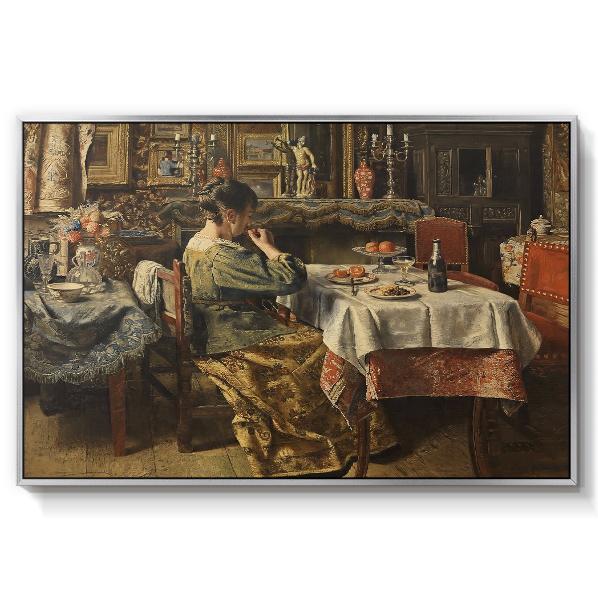 The Meal (De maaltijd), c. 1885 - Floater Framed Canvas Print