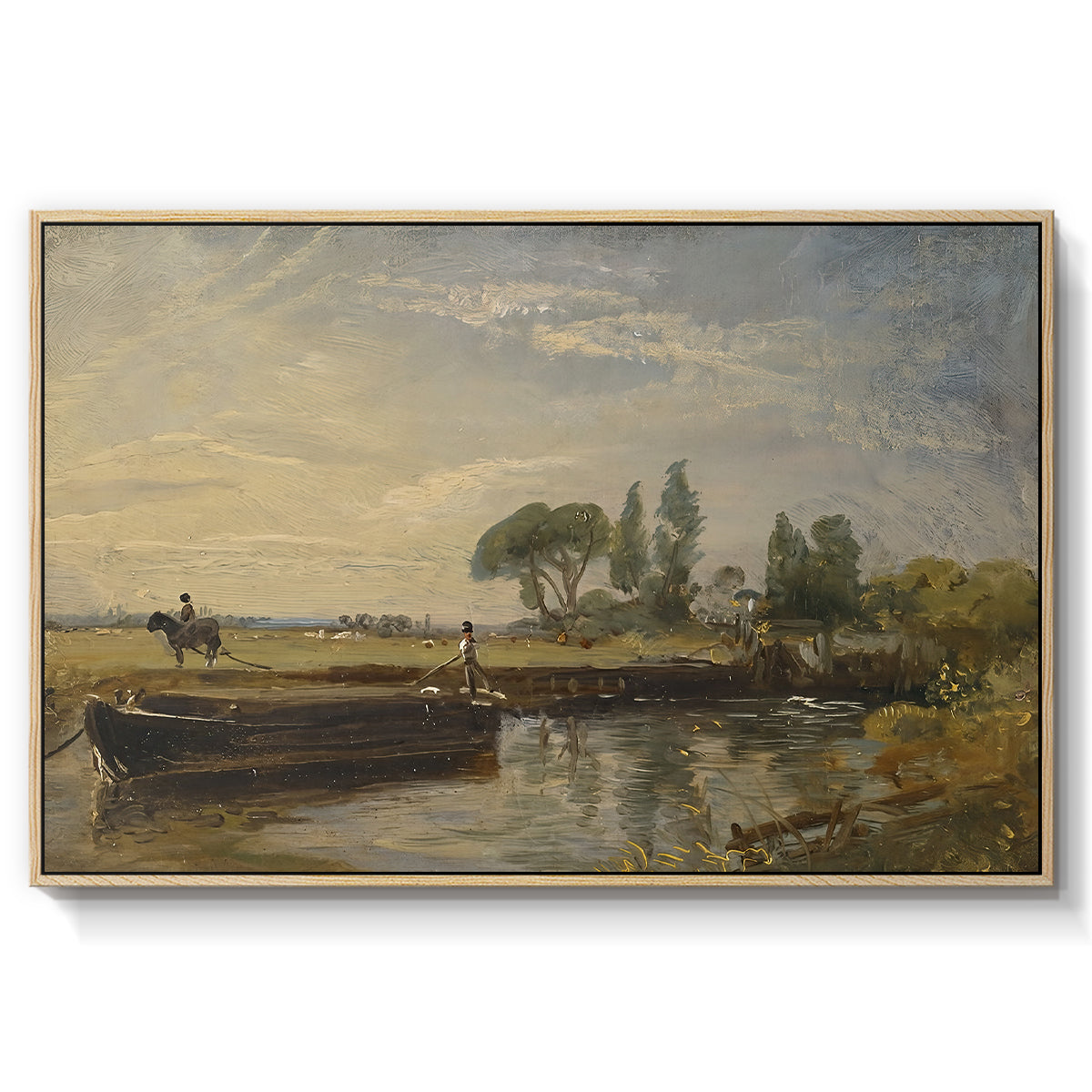 Barge below Flatford Lock, c. 1810 - Floater Framed Canvas Print