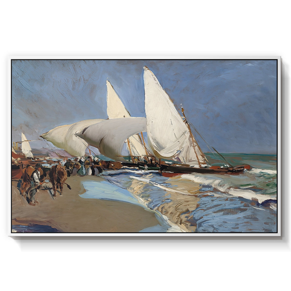 The Beach at Valencia, 1908 - Floater Framed Canvas Print
