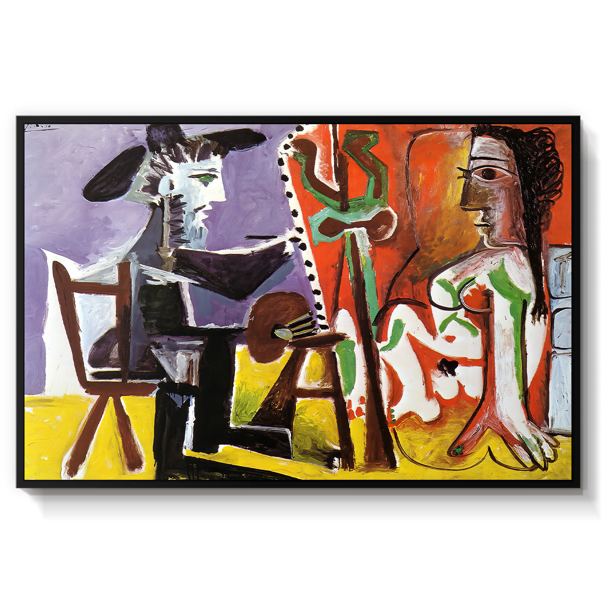 The Painter and His Model, 1963 - Floater Framed Canvas Print