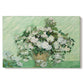 Canvas art print portraying a cluster of roses arranged in soft still life with light background, set against a white background