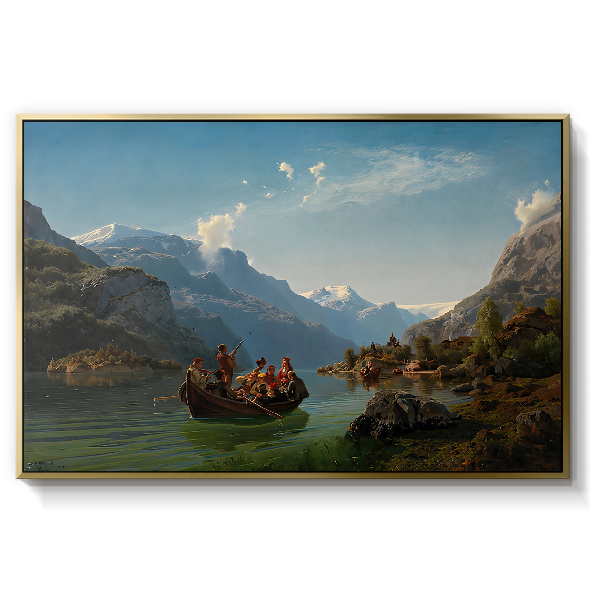 Bridal Procession on the Hardangerfjord, 1848 - Floater Framed Canvas Print