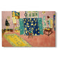 Canvas art print portraying a studio interior filled with objects in pink tones, set against a white background