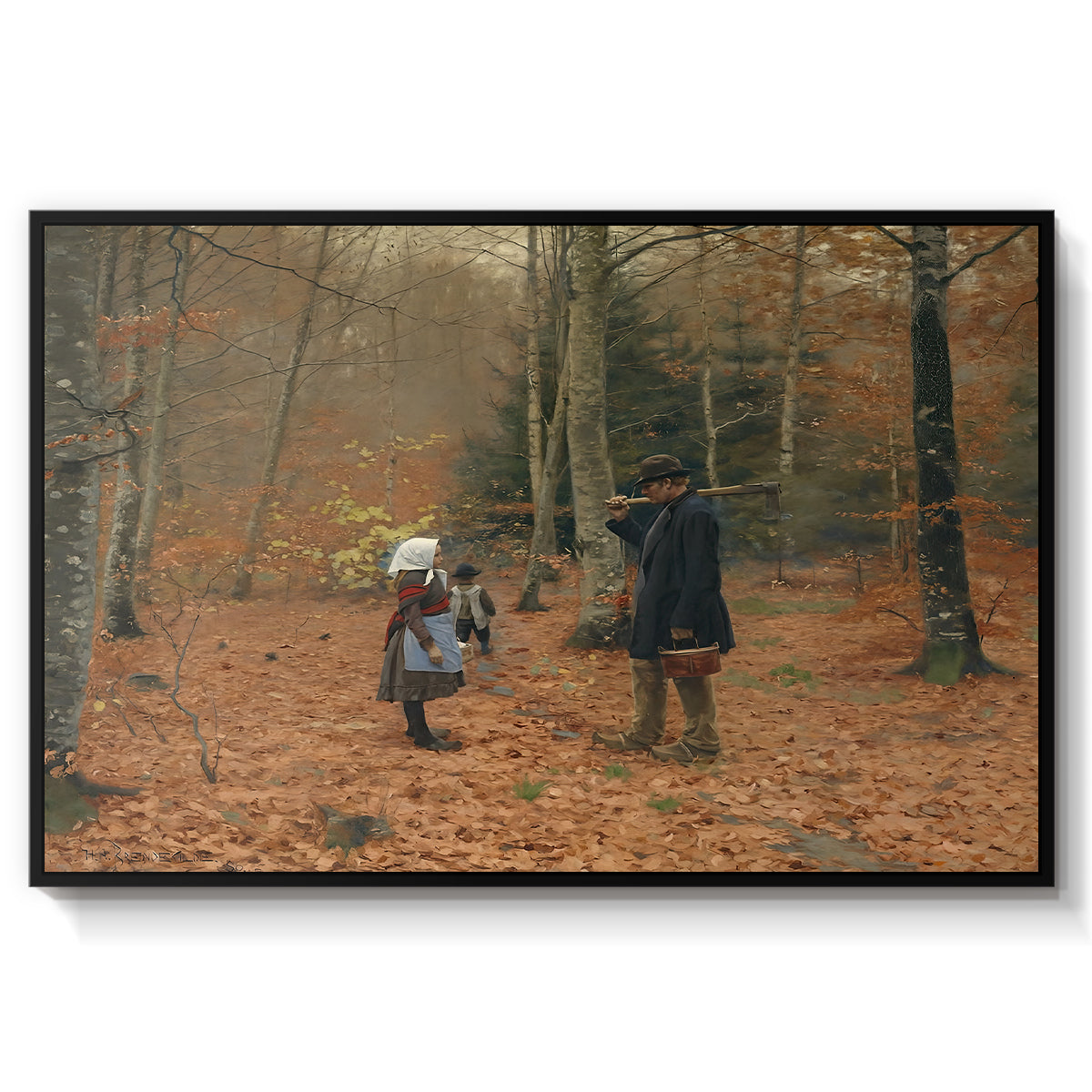 The Woodman and his Children, 1886 - Floater Framed Canvas Print