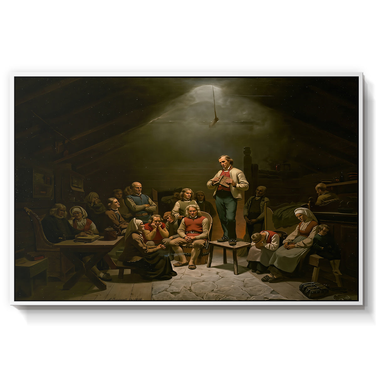 Low Church Devotion (Haugianerne), 1848 - Floater Framed Canvas Print