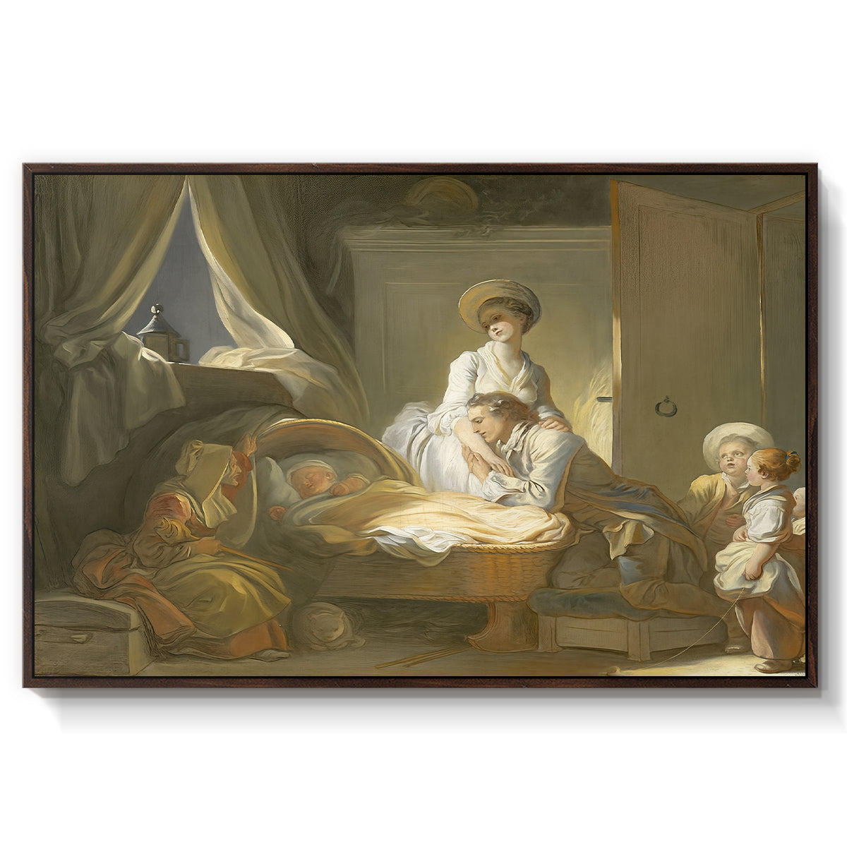 The Visit to the Nursery, c. 1775 - Floater Framed Canvas Print
