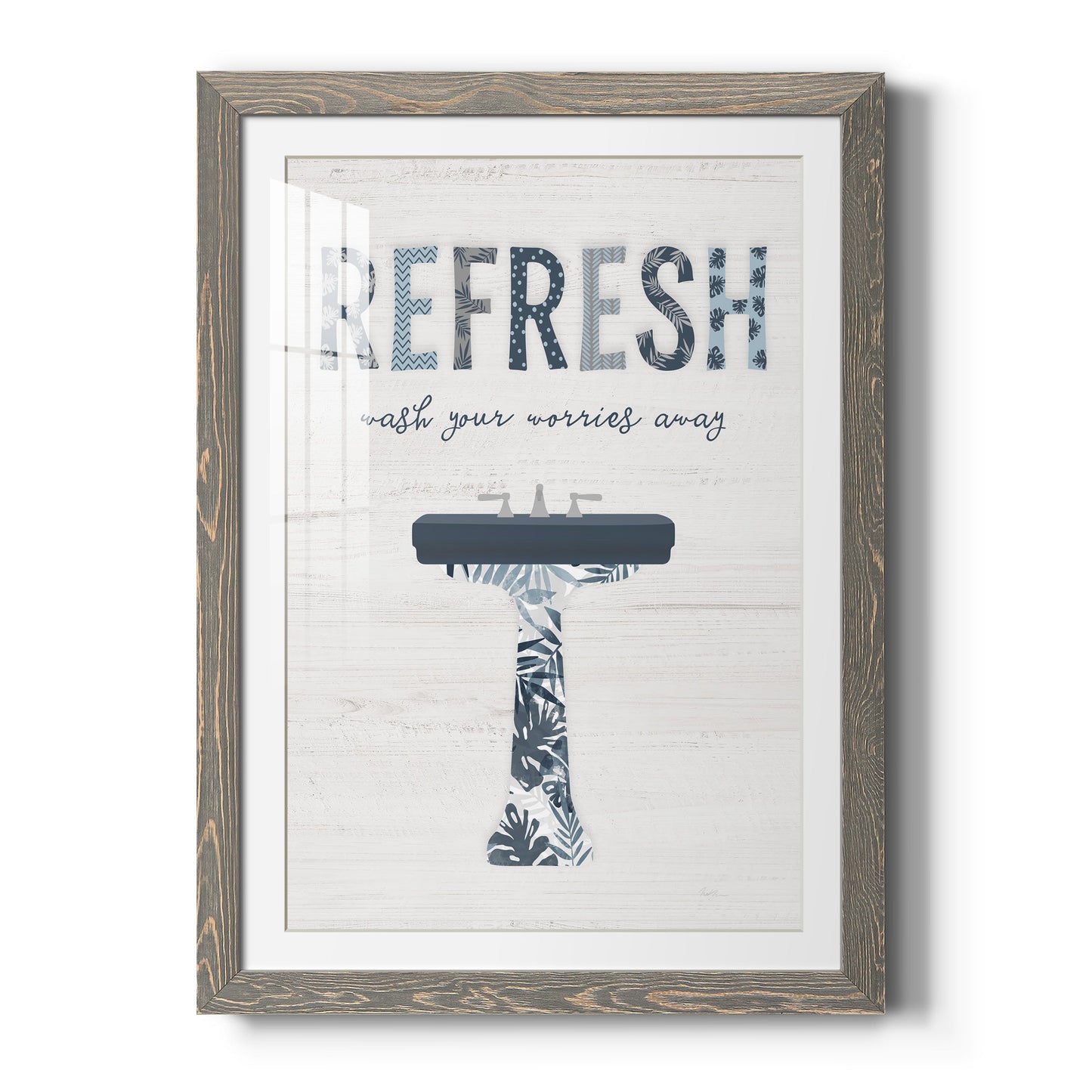 Palm Bath II - Barnwood Framed Art Print