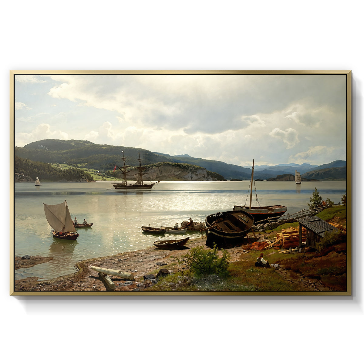By the Water, 1876 - Floater Framed Canvas Print