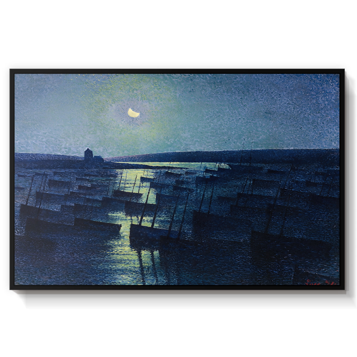 Camaret, Moonlight and Fishing Boats, 1894 - Floater Framed Canvas Print