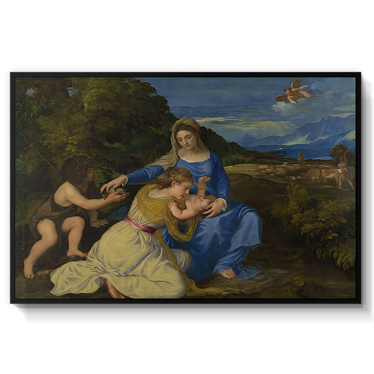 The Aldobrandini Madonna, 1532 - Floater Framed Canvas Print