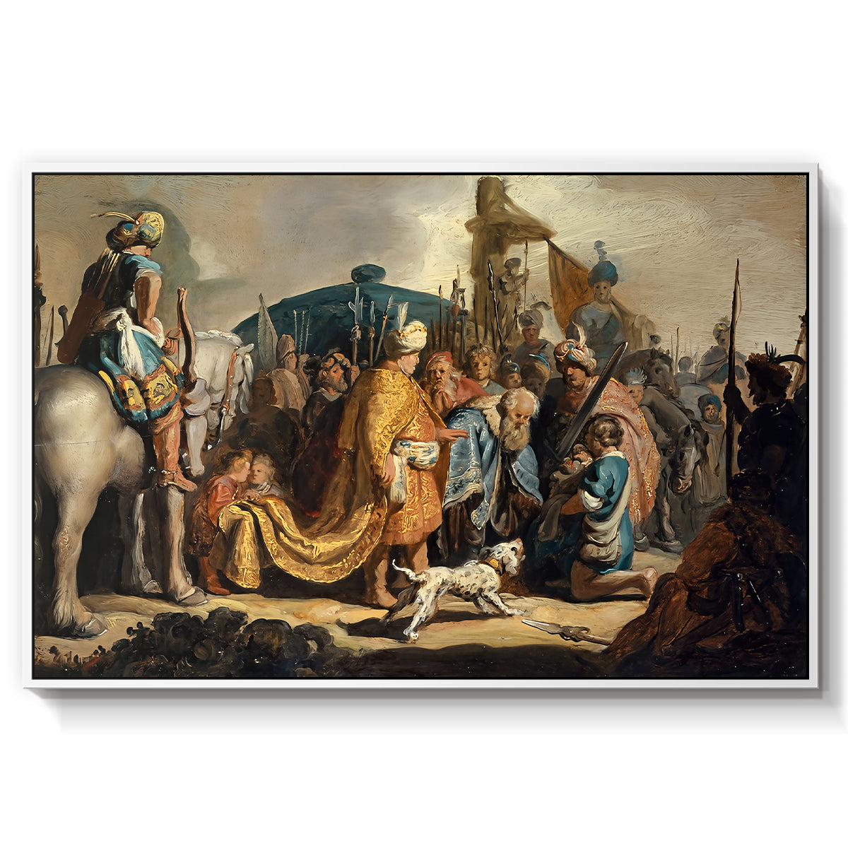 David with Goliath's Head in front of Saul, for Rembrandt, 1627 - Floater Framed Canvas Print