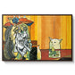 Woman Yelling at a Cat Meme (Picasso Parody) - Floater Framed Canvas Print