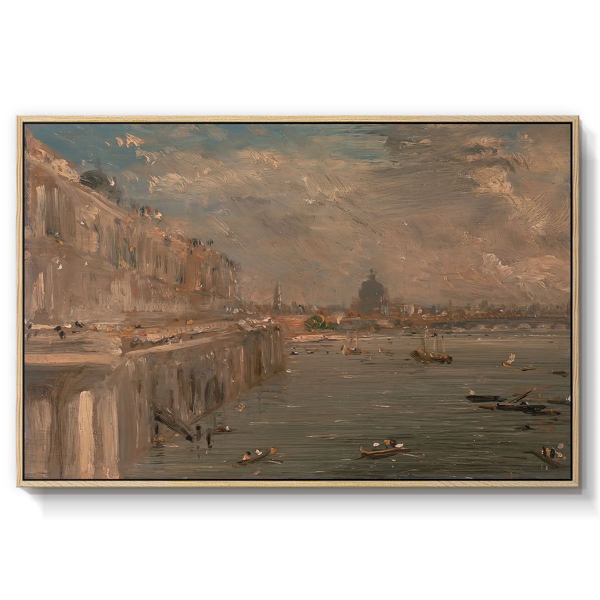 Somerset House Terrace from Waterloo Bridge, c. 1819 - Floater Framed Canvas Print