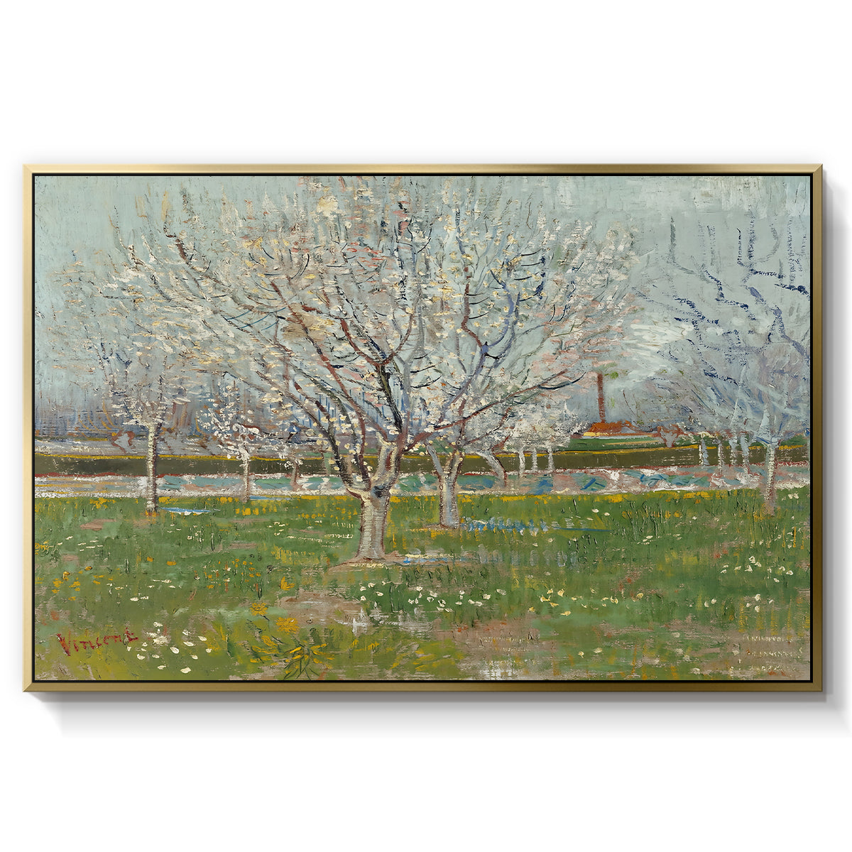 Orchard in Blossom (Plum Trees), 1888 - Floater Framed Canvas Print