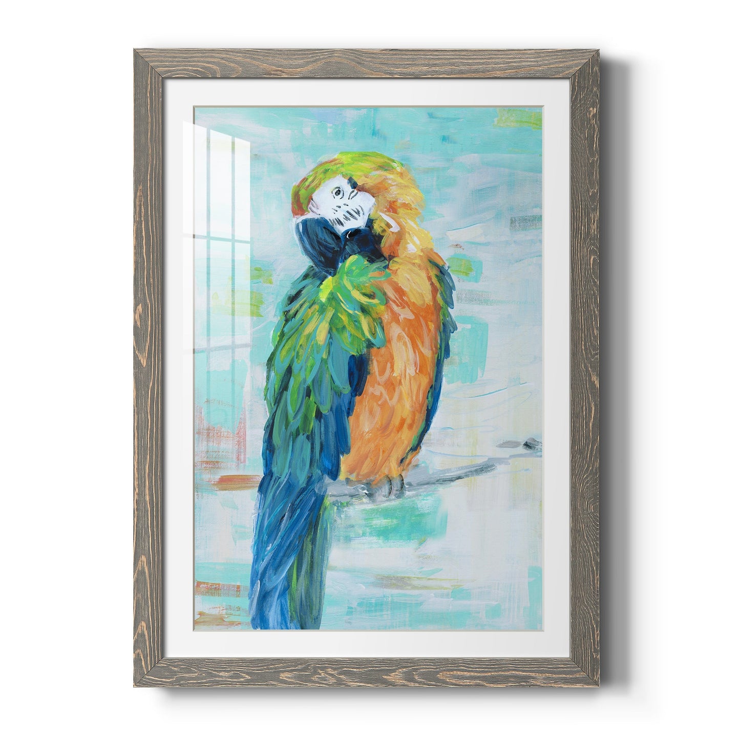 Island Parrot II - Barnwood Framed Art Print