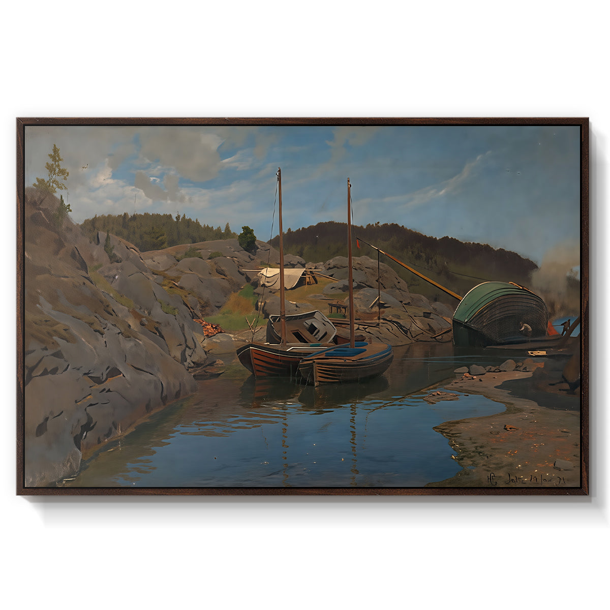 Pilotboats, 1875 - Floater Framed Canvas Print