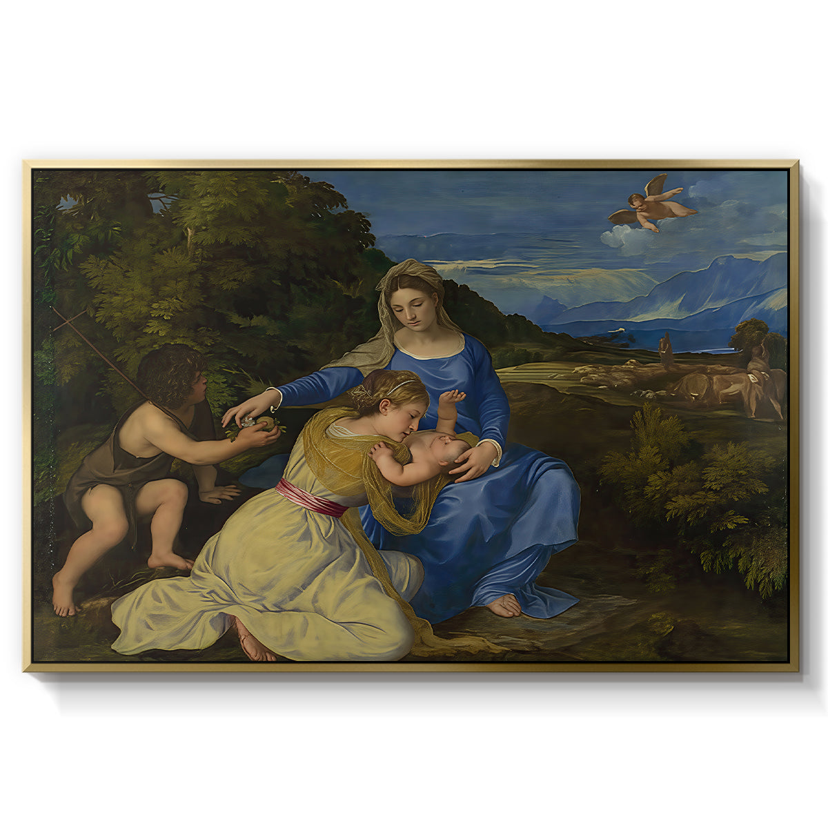 The Aldobrandini Madonna, 1532 - Floater Framed Canvas Print