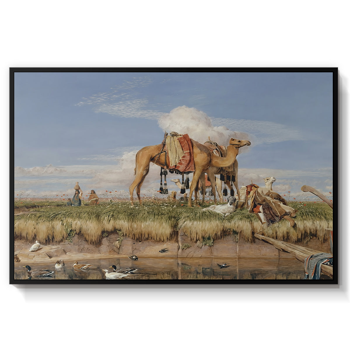 On the Banks of the Nile, Upper Egypt, 1876 - Floater Framed Canvas Print