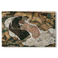 Canvas art print portraying intertwined figures representing death and woman in emotional embrace, set against a white background
